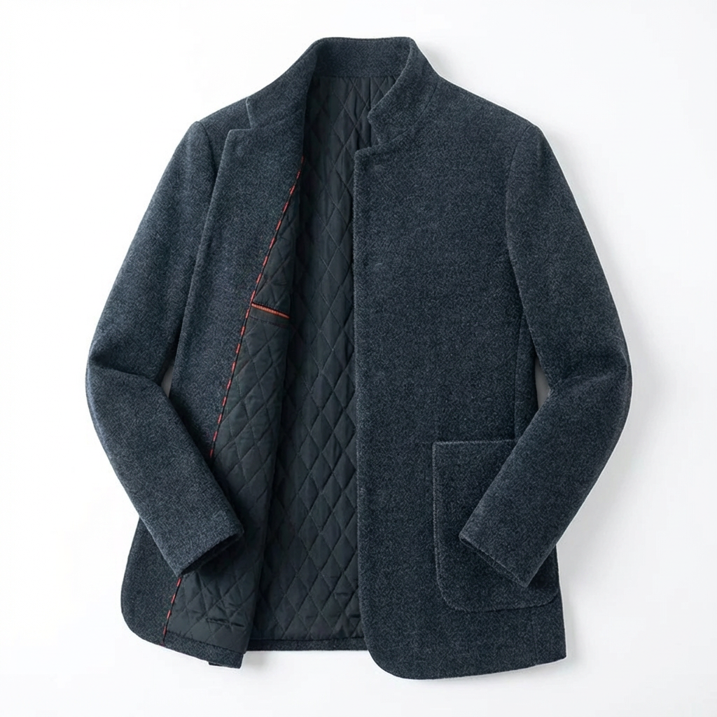 Jacket Men Stand-Up Collar Thickened Lined Casual
