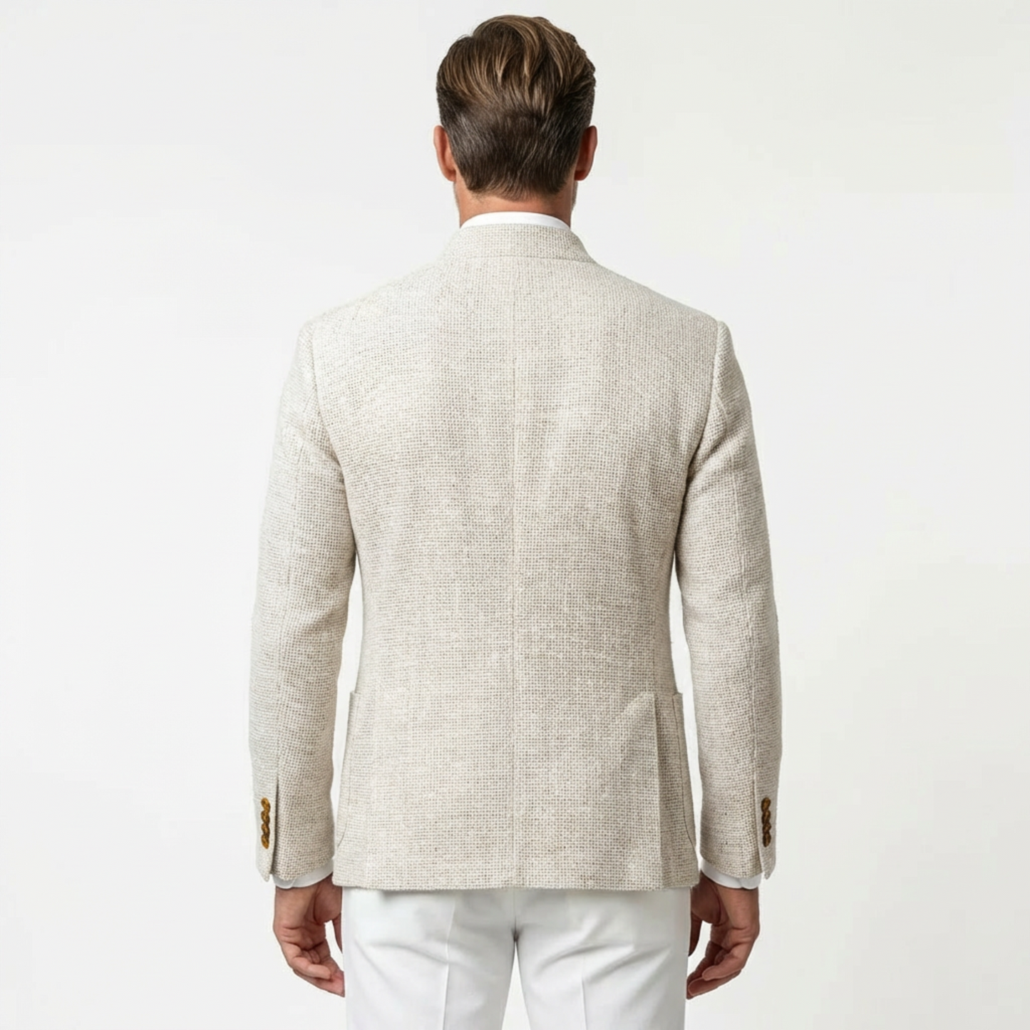 Jacket Men Stand-Up Collar Button Closure