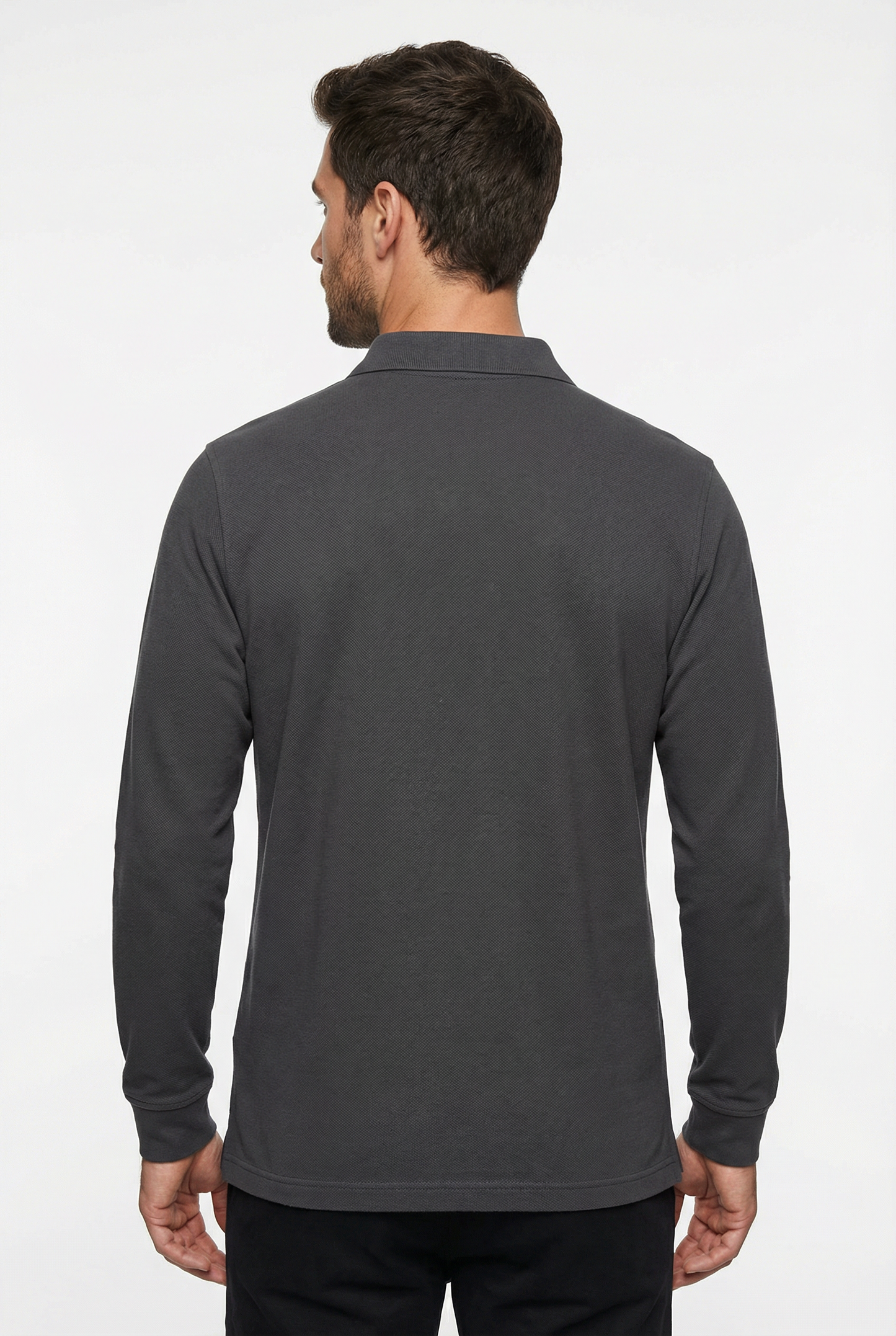 Polo Shirt Men’s Long Sleeve Turn-Down Collar Checked Pattern