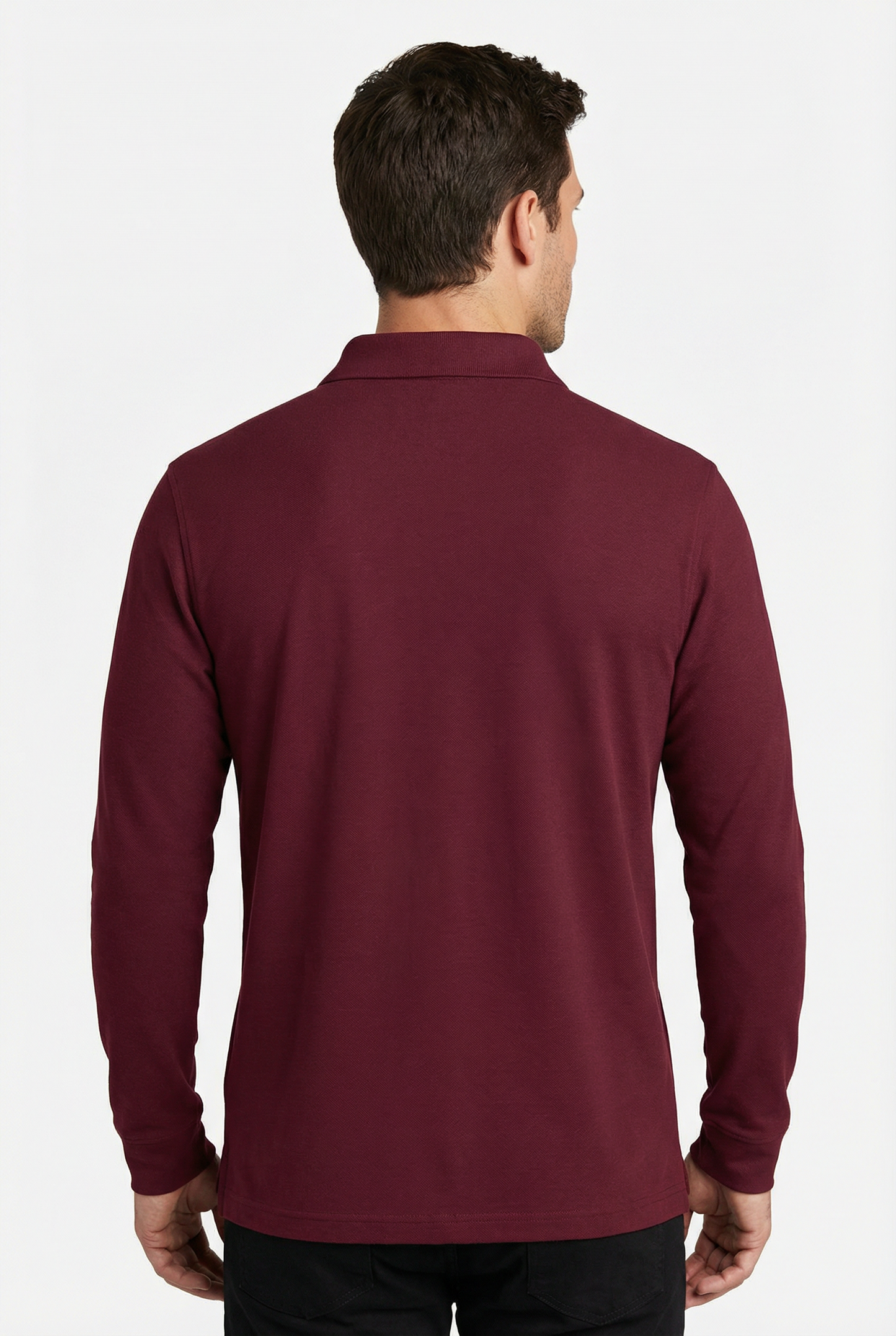 Polo Shirt Men’s Long Sleeve Turn-Down Collar Checked Pattern