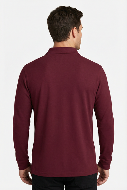 Polo Shirt Men’s Long Sleeve Turn-Down Collar Checked Pattern