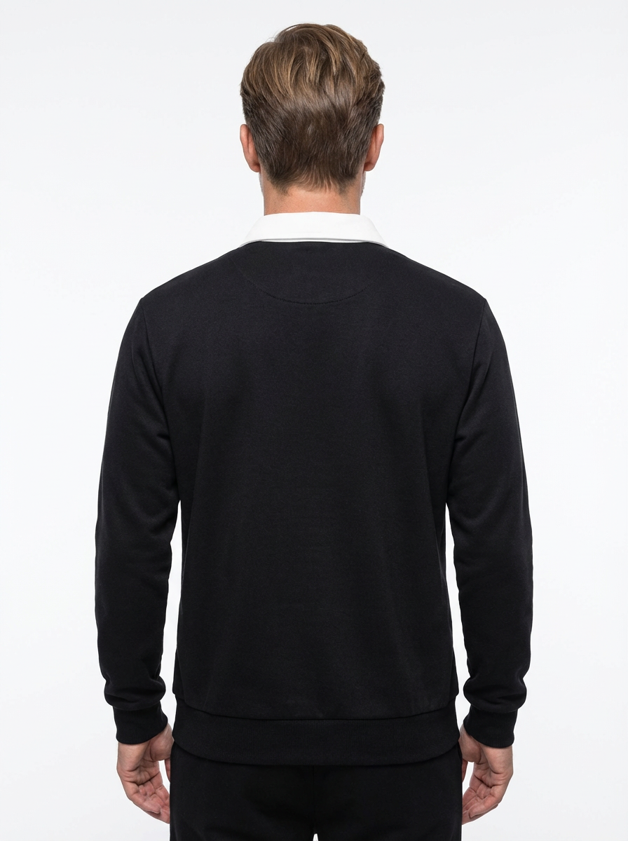 Polo Shirt Men Long Sleeve Button Collar Casual