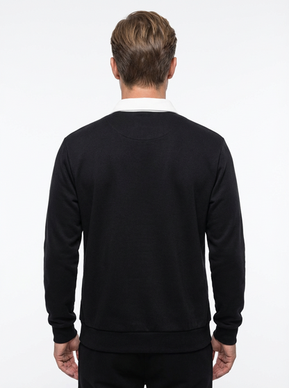 Polo Shirt Men Long Sleeve Button Collar Casual