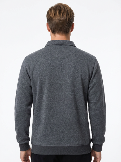 Polo Shirt Men Long Sleeve Button Collar Casual