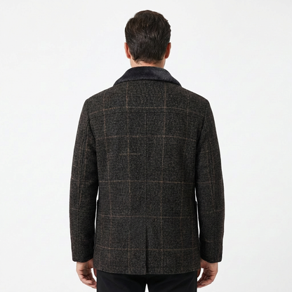 Jacket Men Lapel Collar Long Length Button Front