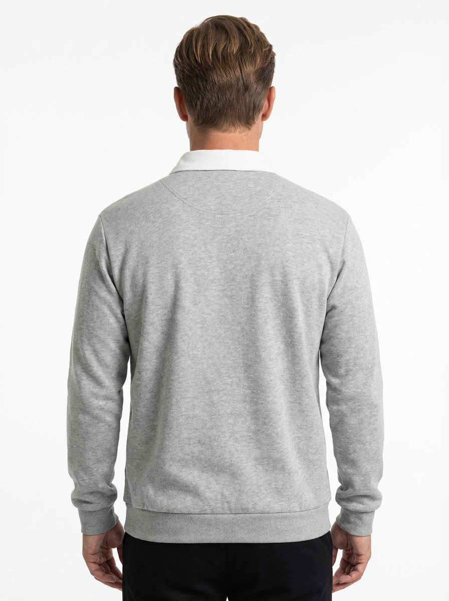 Polo Shirt Men Long Sleeve Button Collar Casual