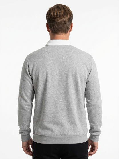 Polo Shirt Men Long Sleeve Button Collar Casual