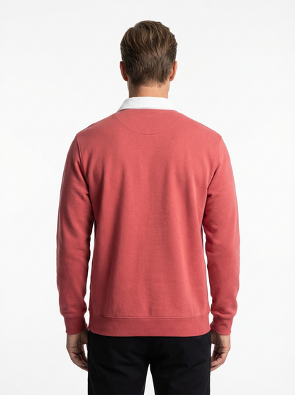 Polo Shirt Men Long Sleeve Button Collar Casual