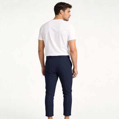 Casual Pants Men Straight Fit Double Pleat