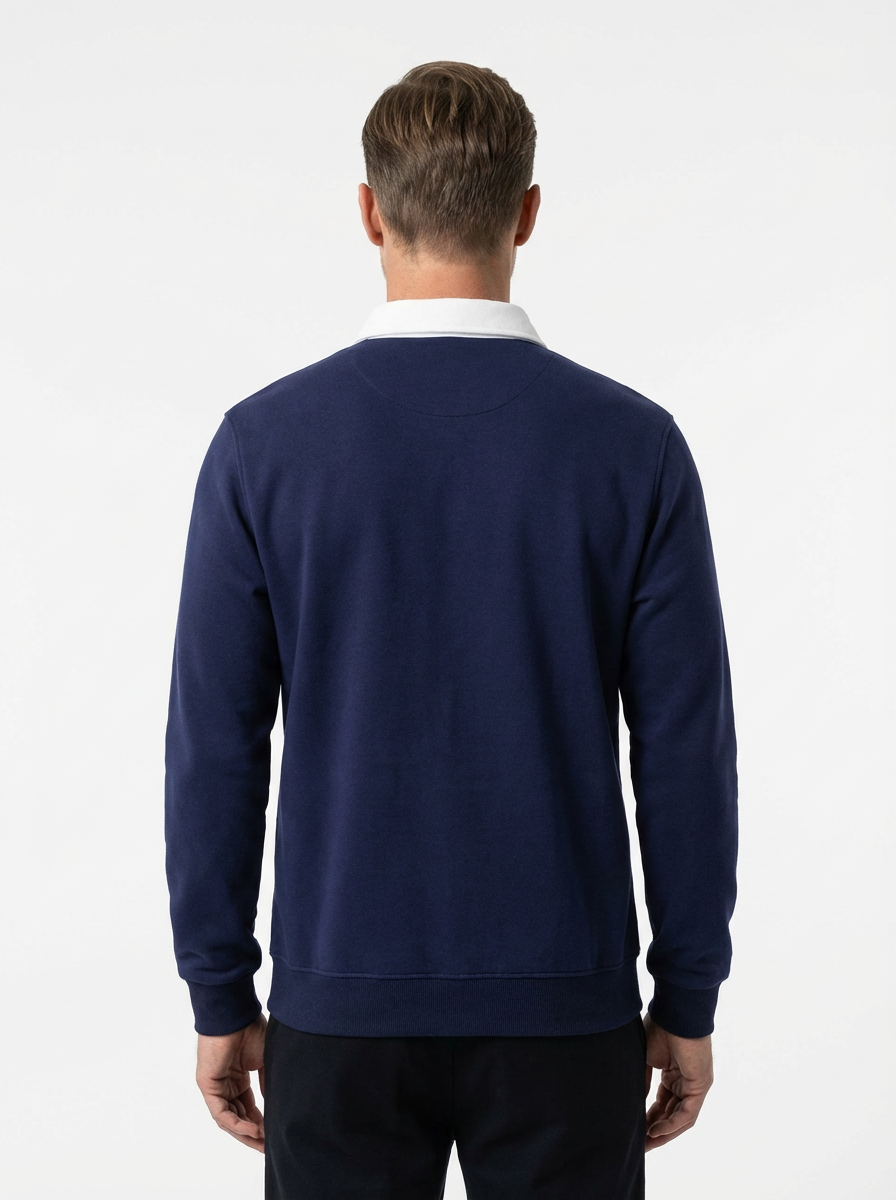 Polo Shirt Men Long Sleeve Button Collar Casual