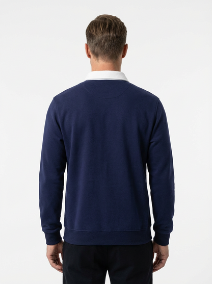 Polo Shirt Men Long Sleeve Button Collar Casual