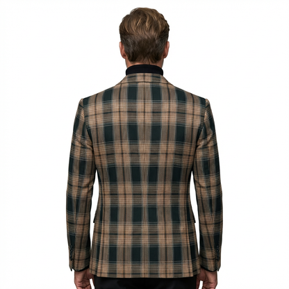 Blazer Men Notched Lapel One Button Long Sleeve