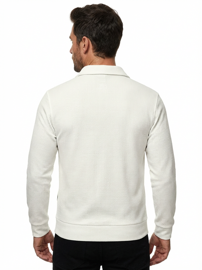 Jacket Men Lapel Collar Zipper Pockets Long Sleeve