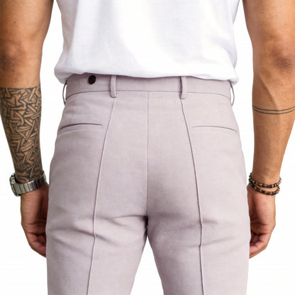 Casual Pants Men Straight Fit Double Pleat