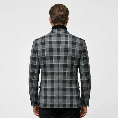 Blazer Men Notched Lapel One Button Long Sleeve