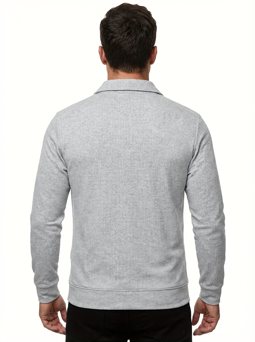 Jacket Men Lapel Collar Zipper Pockets Long Sleeve