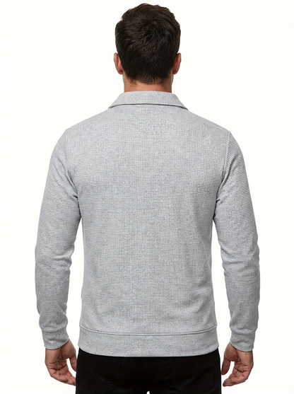 Jacket Men Lapel Collar Zipper Pockets Long Sleeve