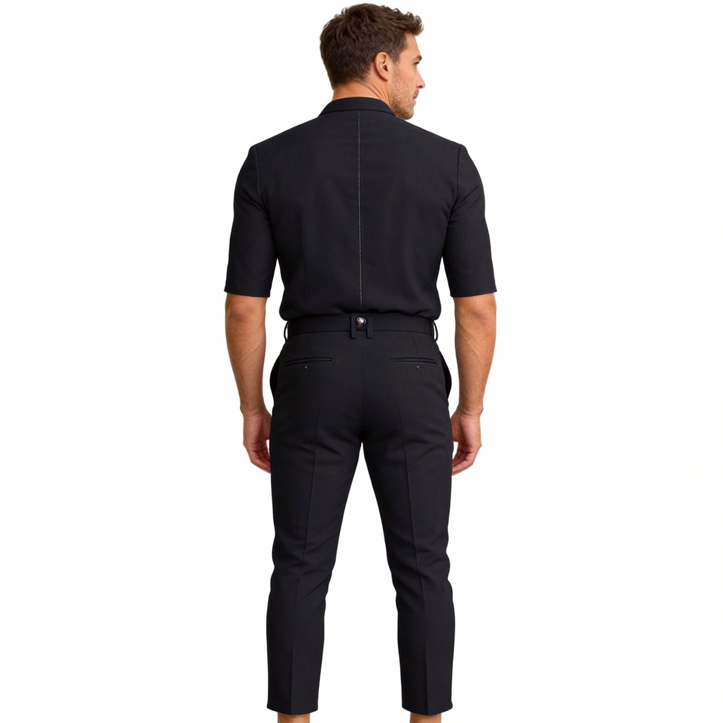Casual Pants Men Straight Fit Double Pleat