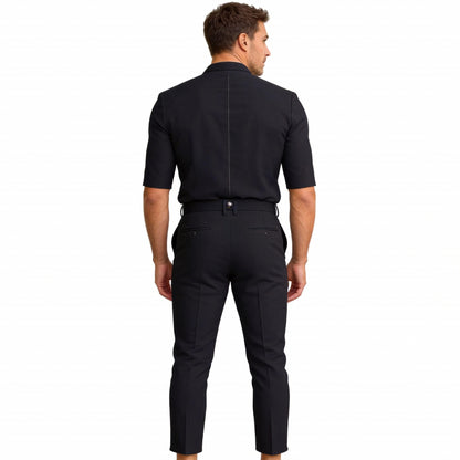 Casual Pants Men Straight Fit Double Pleat