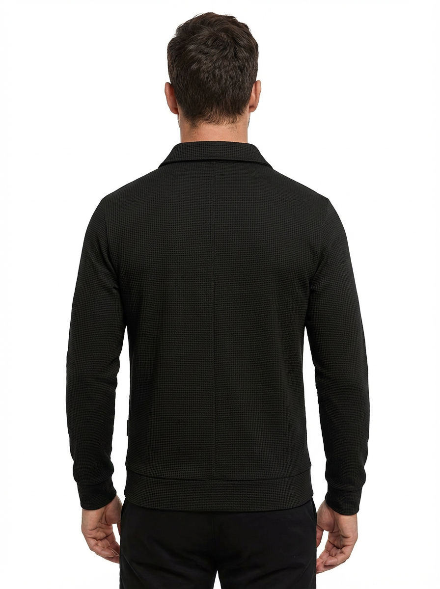 Jacket Men Lapel Collar Zipper Pockets Long Sleeve