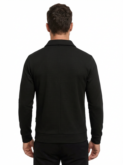 Jacket Men Lapel Collar Zipper Pockets Long Sleeve