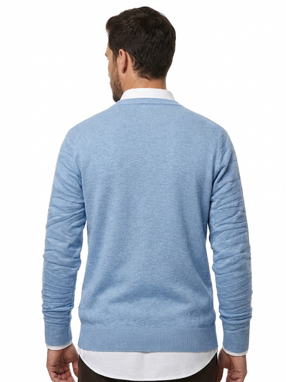 Sweater Men’s Rib-Knit Crew Neck Long Sleeve Pullover