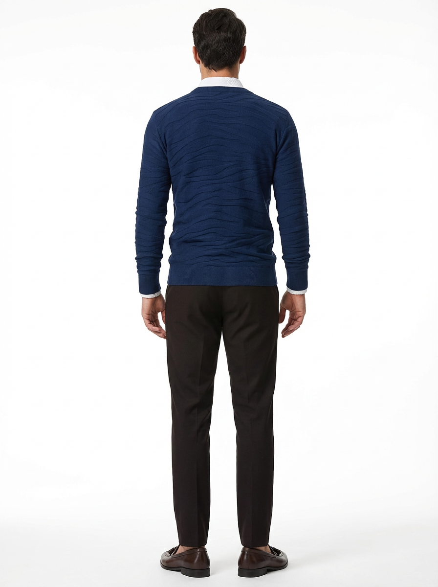 Sweater Men’s Rib-Knit Crew Neck Long Sleeve Pullover