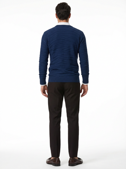 Sweater Men’s Rib-Knit Crew Neck Long Sleeve Pullover