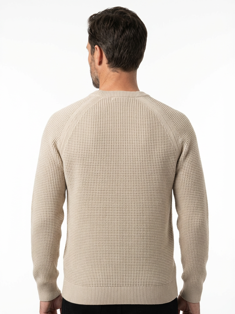 Sweater Men’s Heavyweight Round Neck Pullover Rib-Knit