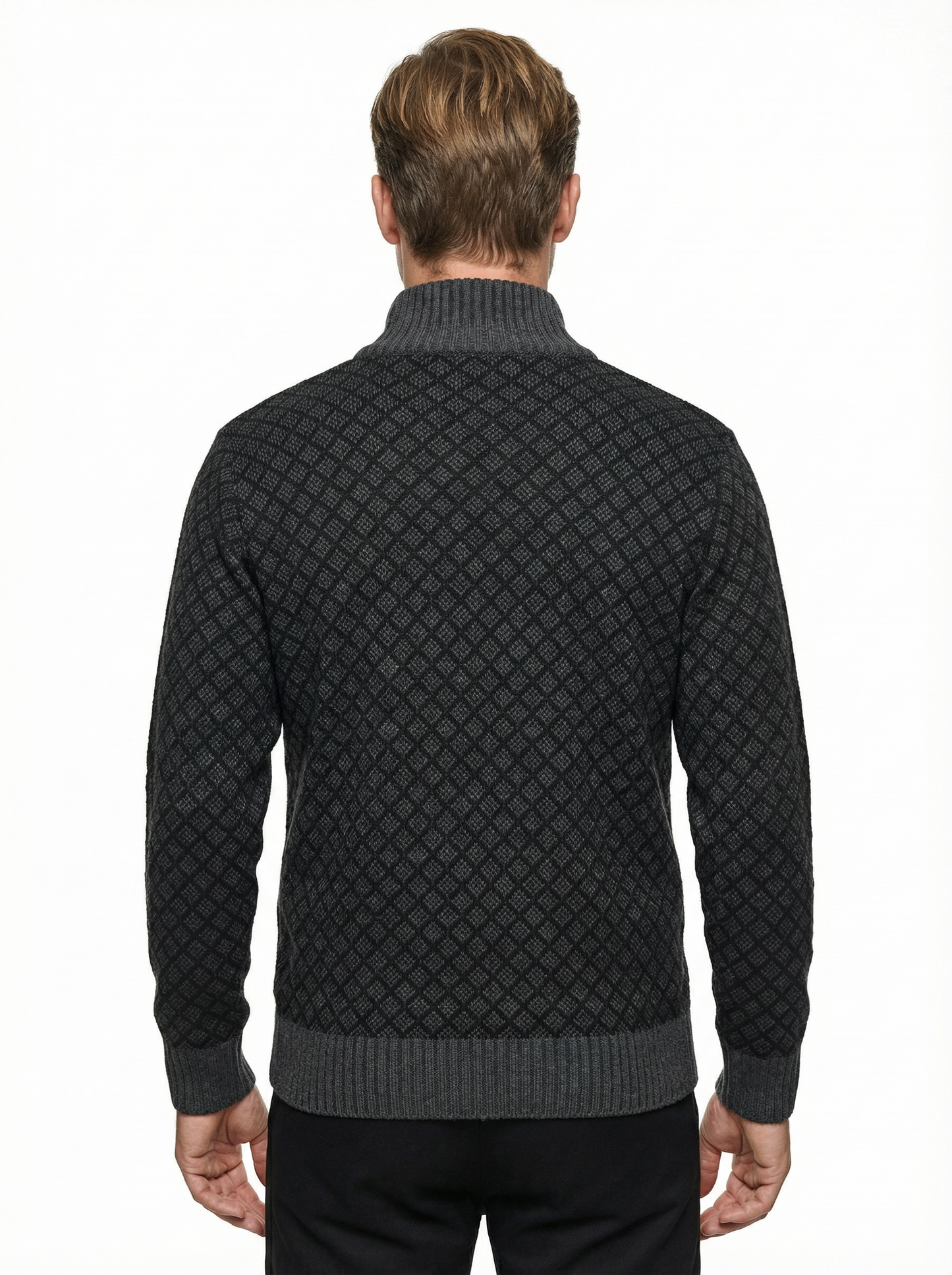 Sweater Jacket Men Stand-Up Collar Slim Fit