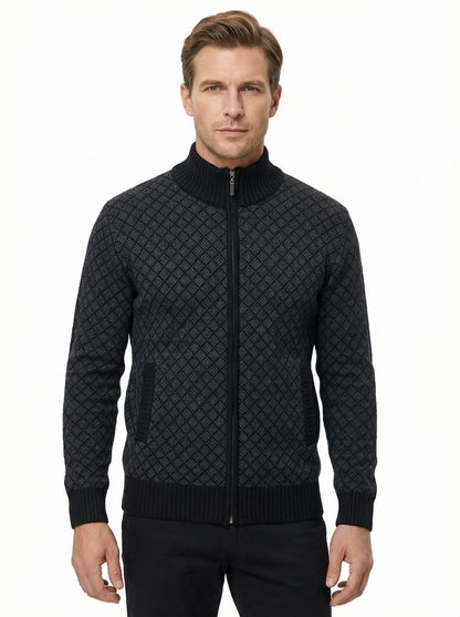 Sweater Jacket Men Stand-Up Collar Slim Fit