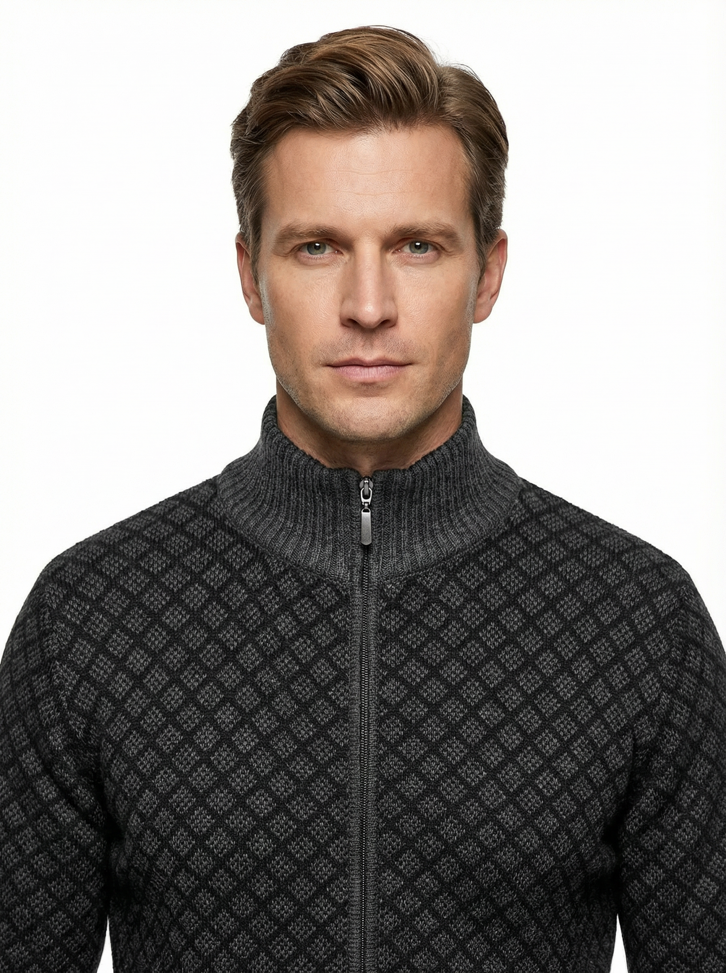 Sweater Jacket Men Stand-Up Collar Slim Fit