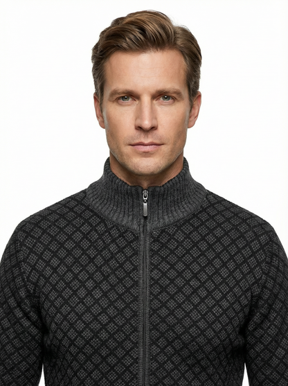 Sweater Jacket Men Stand-Up Collar Slim Fit