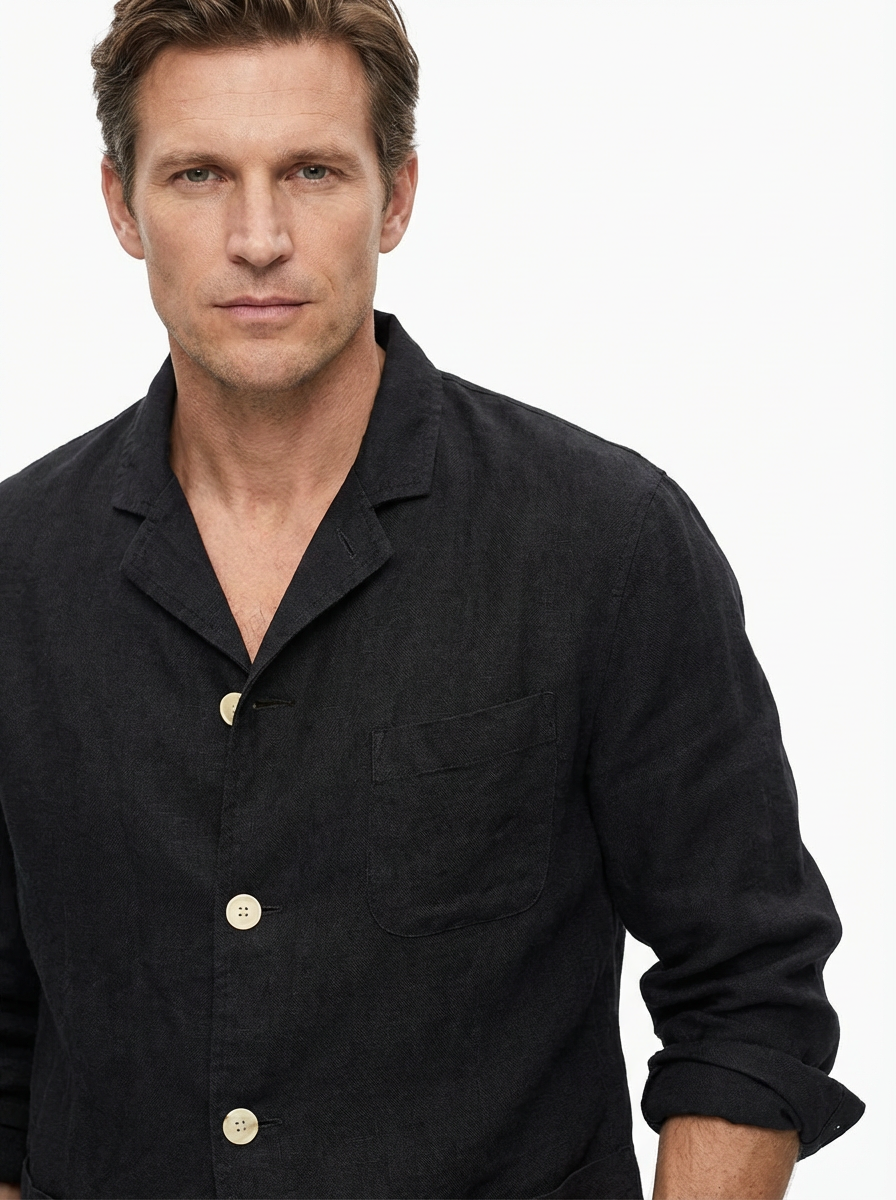 Vest Jacket Men Long Sleeve Loose Fit Open Front