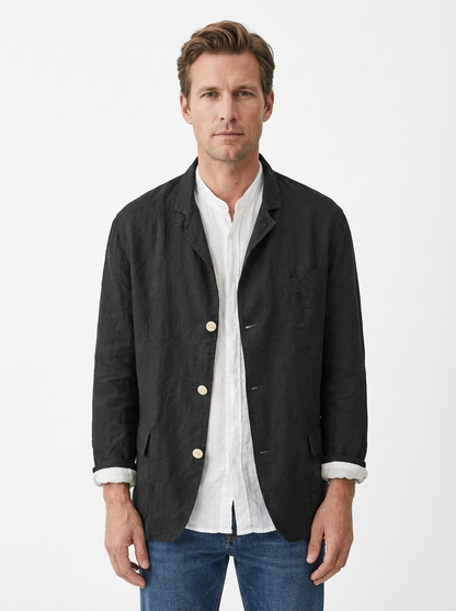 Vest Jacket Men Long Sleeve Loose Fit Open Front