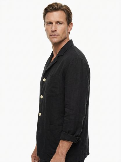 Vest Jacket Men Long Sleeve Loose Fit Open Front