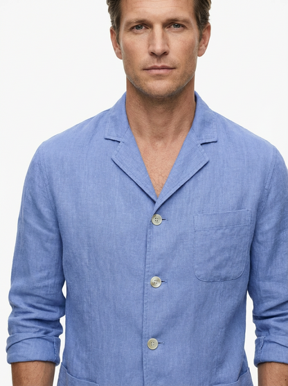 Vest Jacket Men Long Sleeve Loose Fit Open Front