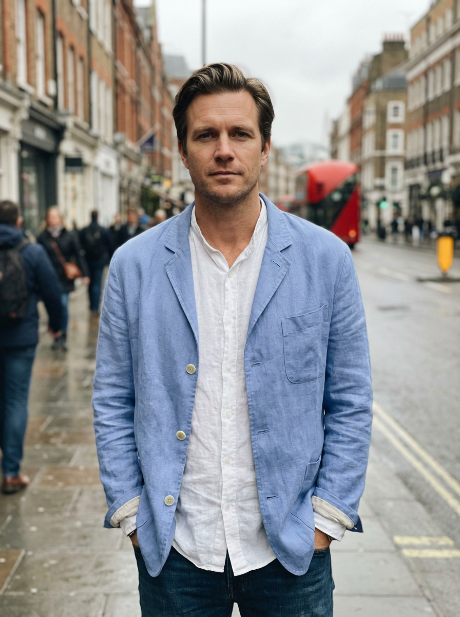 Vest Jacket Men Long Sleeve Loose Fit Open Front