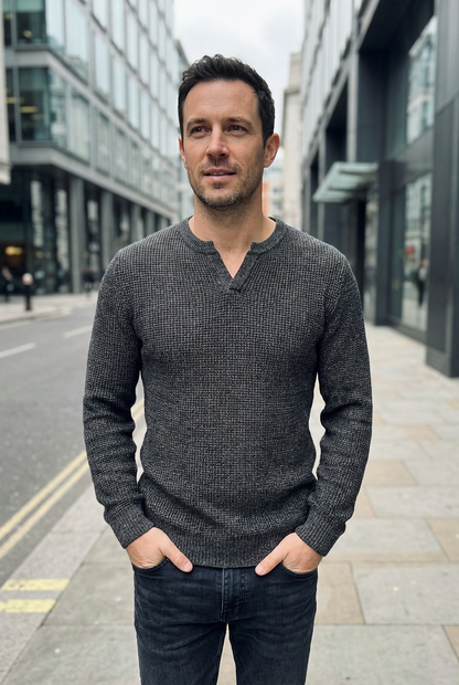 Sweater Men V-Neck Long Sleeve Warm Pullover Smart Casual