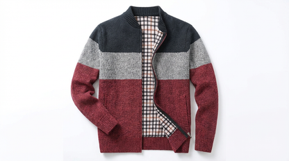 Sweater Jacket Men Stand-Up Collar Zipper Closure