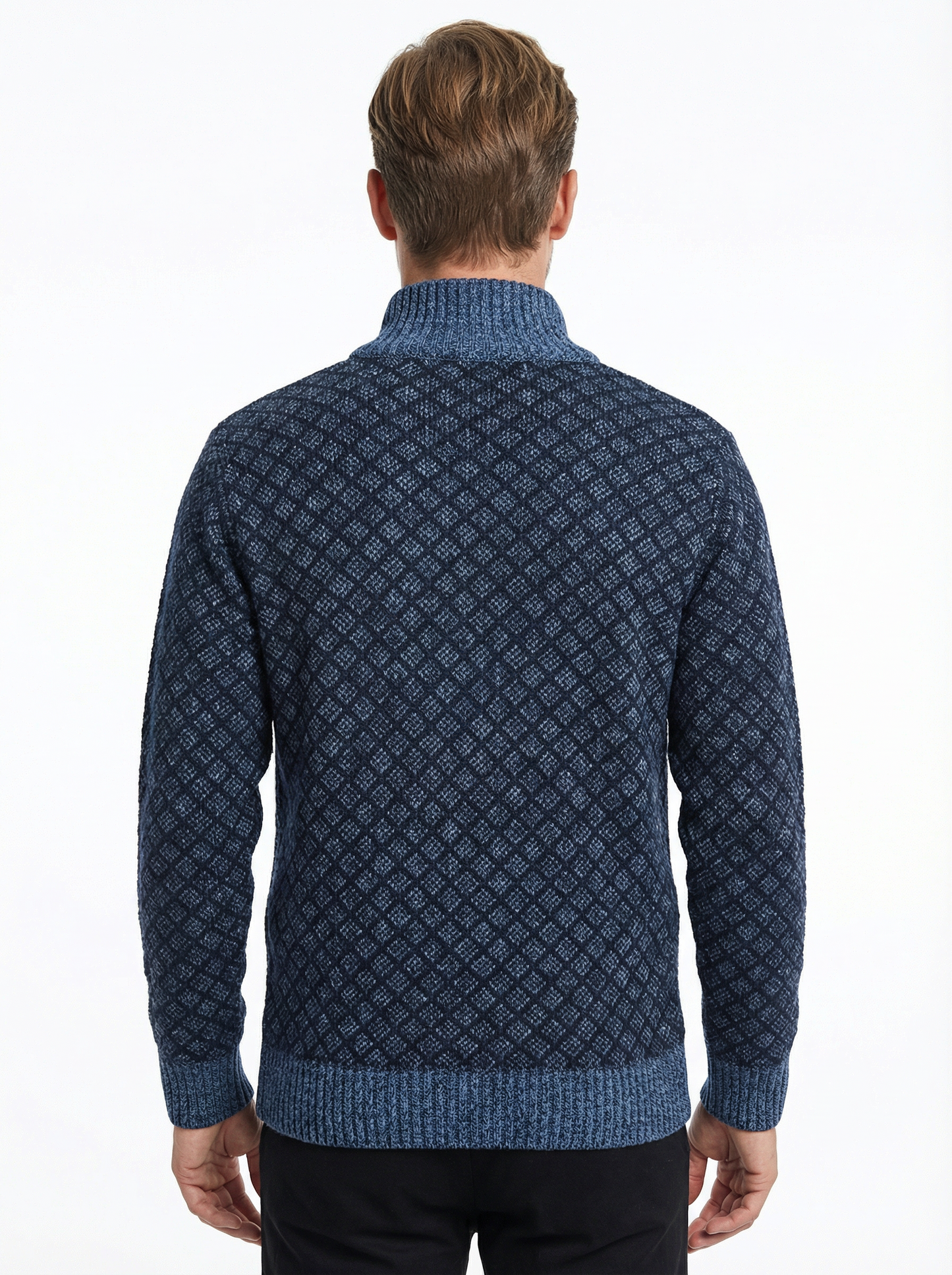 Sweater Jacket Men Stand-Up Collar Slim Fit