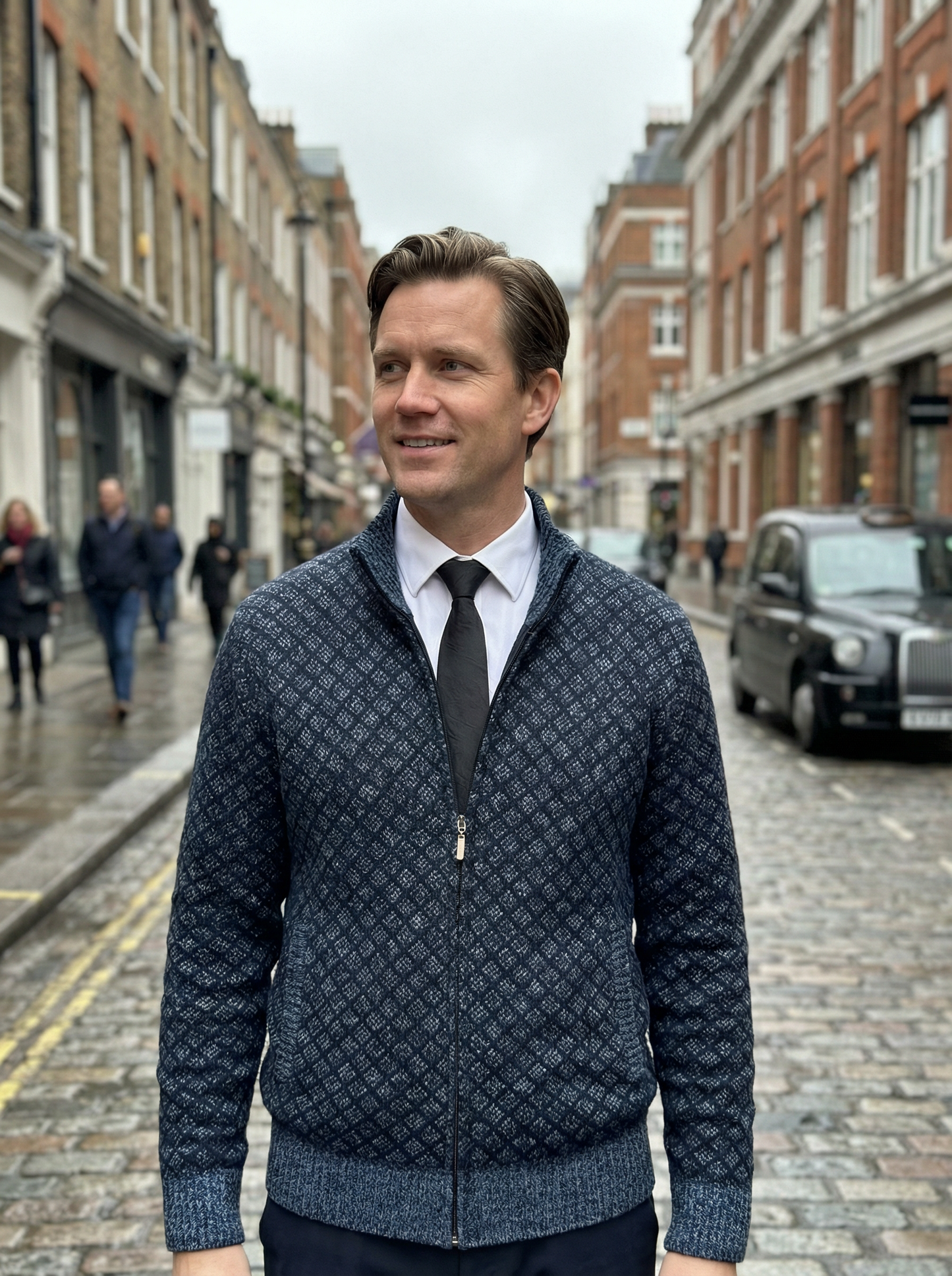 Sweater Jacket Men Stand-Up Collar Slim Fit