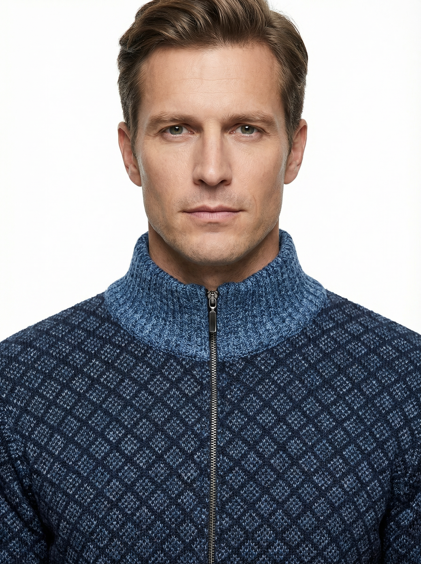 Sweater Jacket Men Stand-Up Collar Slim Fit