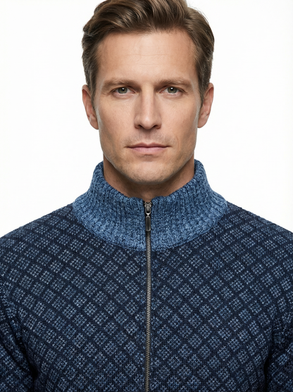 Sweater Jacket Men Stand-Up Collar Slim Fit