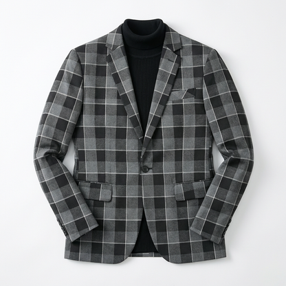 Blazer Men Notched Lapel One Button Long Sleeve