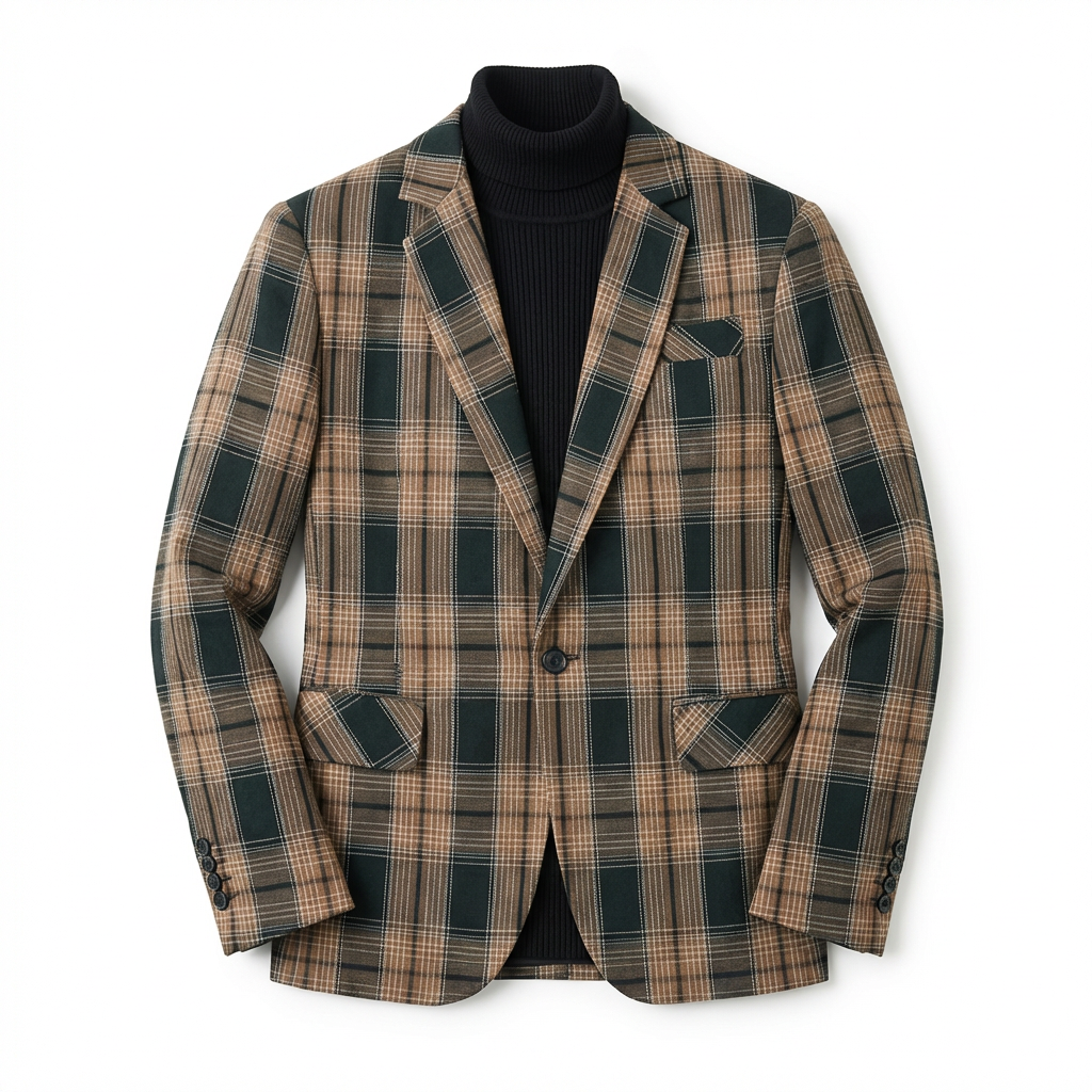 Blazer Men Notched Lapel One Button Long Sleeve