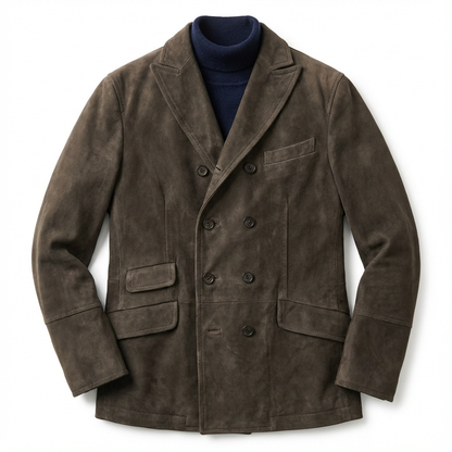 Overcoat Men Stand Collar Classic Cut Distressed Design