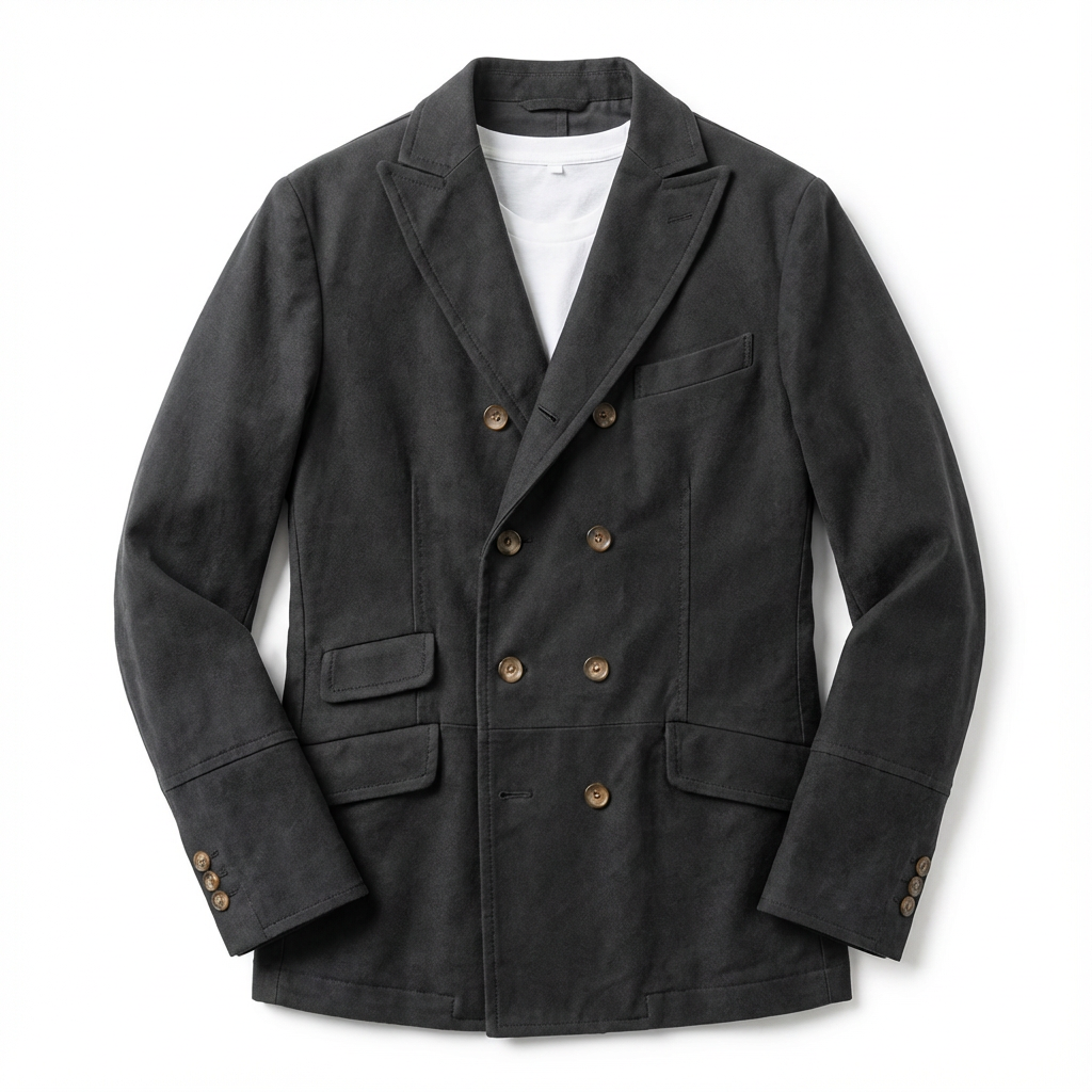 Overcoat Men Stand Collar Classic Cut Distressed Design