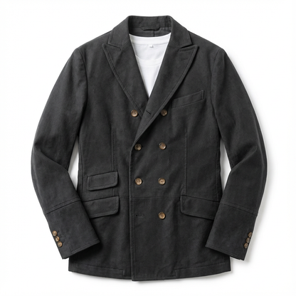 Overcoat Men Stand Collar Classic Cut Distressed Design