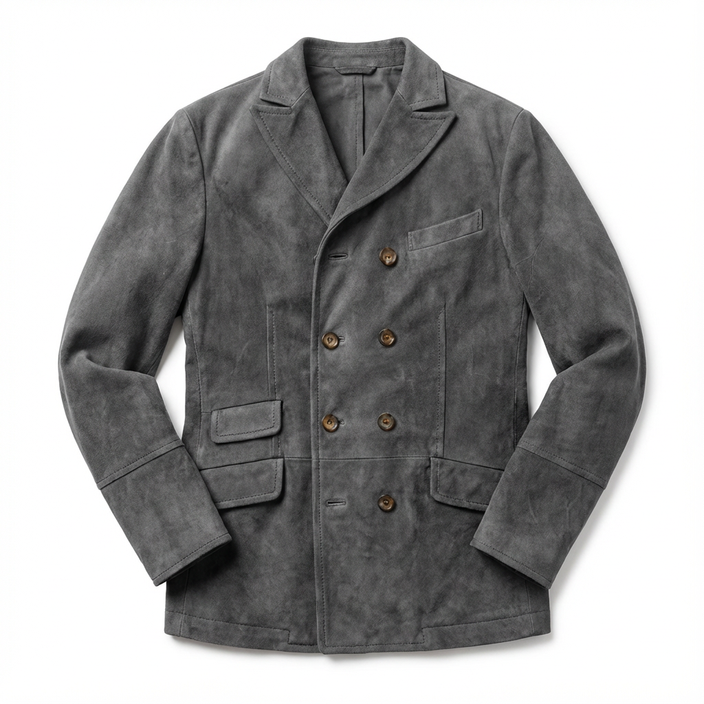 Overcoat Men Stand Collar Classic Cut Distressed Design